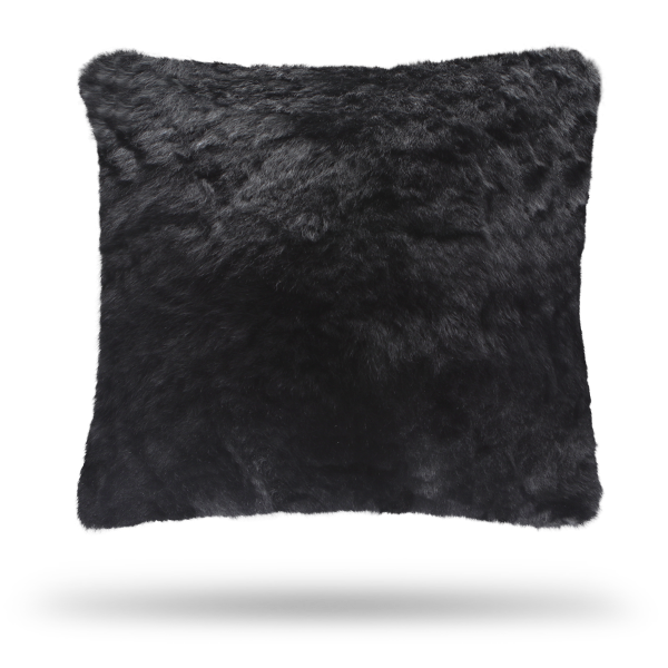 schwarzes Kissen aus Alpaka-Faser 