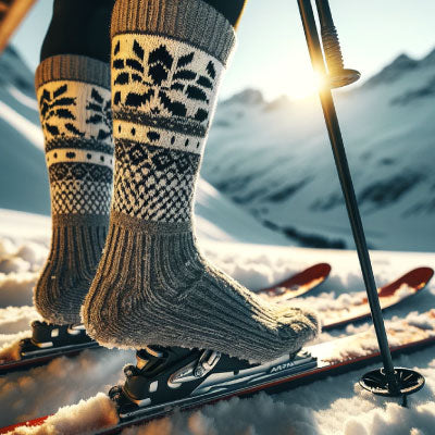 Alpaka Skisocken zum Skifahren